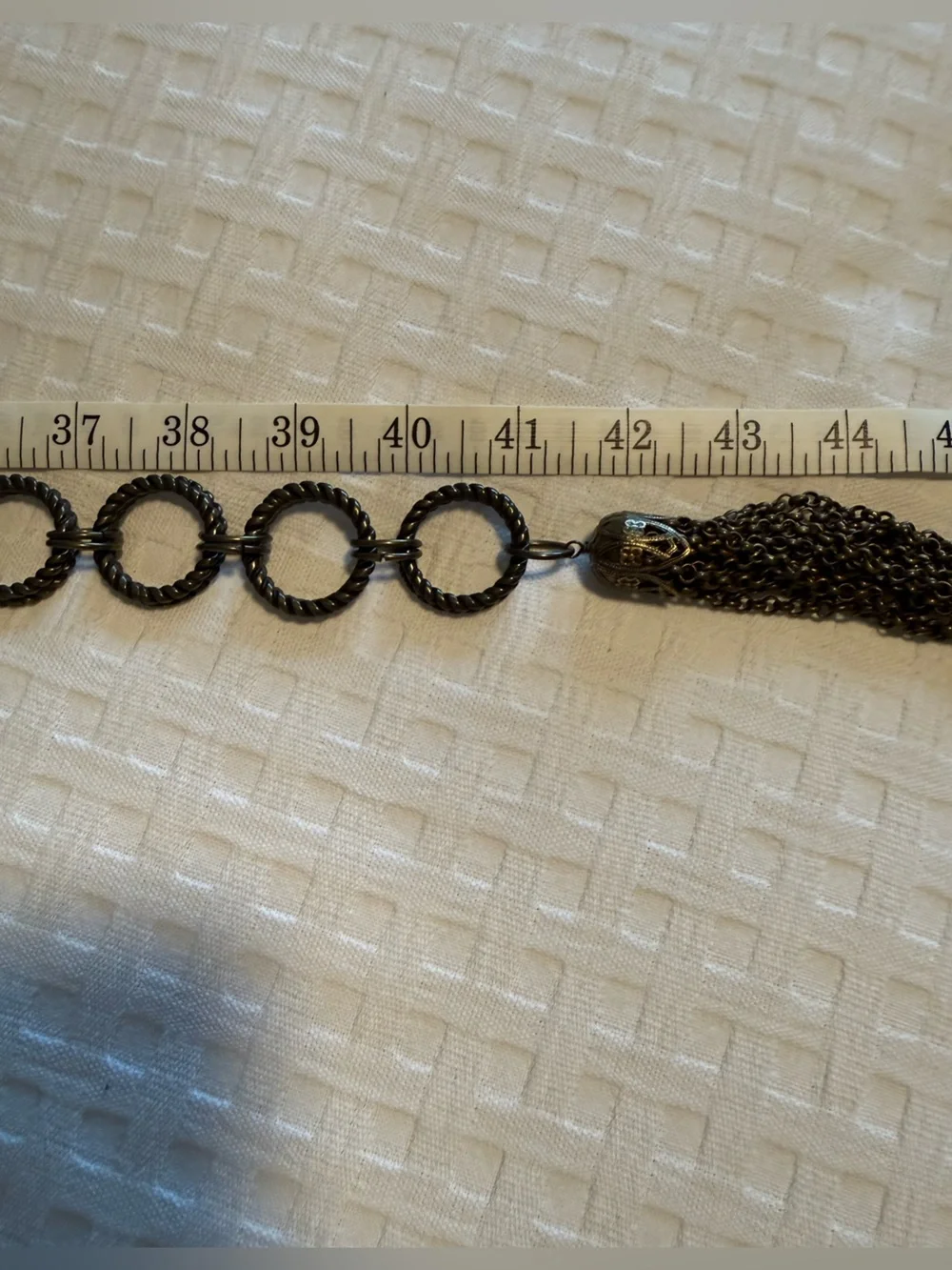 Black Decorative Link belt with Ornate Toggle and Tassel